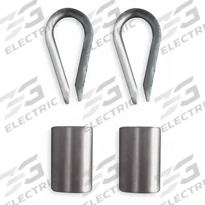 Dayton Wire Rope Stop Sleeve and Thimble Kit: 3/8 in Compatible Rope Dia, 2 Thimbles Included - Clip & Thimble Kits