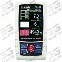 REED INSTRUMENTS Multi-Field EMF Meter: +/-1dB at 1V/m and 900 MHz, 3.5 GHz Max Freq Measurement (MPN R9230). Key specifications — Testing Functions: RF Strength; Magnetic Field Measurement Accuracy: +/-1dB at 1V/m and 900 MHz; Magnetic Field Ranges: 30mV/m to 11V/m; Brand: REED INSTRUMENTS; Alert Type: Sound.