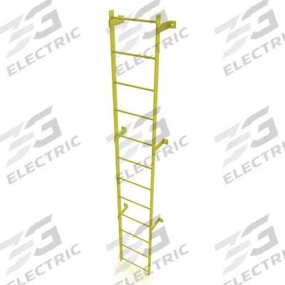 TRI-ARC Ladder,Steel,Standard Fixed,12-Rung: 12 ft Overall Ht, 25 in Overall Wd - Fixed Ladders