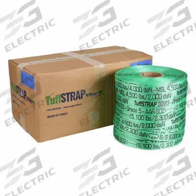 CARGO TUFF Grade 5 Woven Polyester strapping- 2 coils: 5,100 lb Break Strength, Green - Woven Poly Cord Strapping