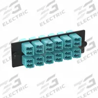 PANDUIT Fiber Optic Adapter Panel: Multi-Mode, OM4, 12 Fiber Ports, LC, PC, Duplex, Aqua, Opticom (MPN FAP12WAQDLCZ). Key specifications — Brand: PANDUIT; Connector Type: LC; Port Configuration: Duplex; Color: Aqua; Contact Type Finish: PC.
