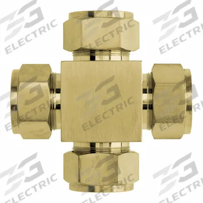 BRENNAN INDUSTRIES Compression Cross Fitting: 1/8 in OD x 1/8 in OD x 1/8 in OD x - Clean & Bagged Double-Ferrule Brass Compression Fittings