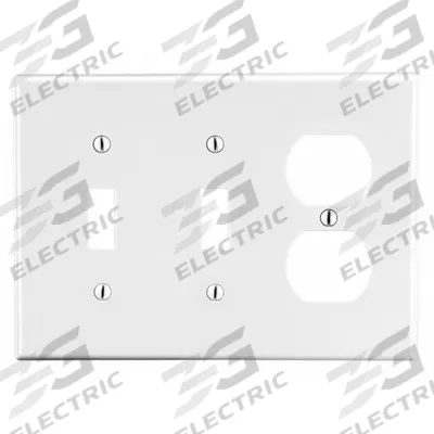 HUBBELL Wall Plate: Combo, 3 Gang, White - Combination Wall Plates