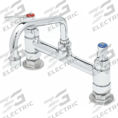 T&S BRASS Low Arc Laundry Sink Faucet: Brass, Centerset, Deck, 2 Mounting Holes - Widespread Kitchen Faucets