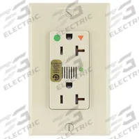 LEVITON Receptacle: Hospital Grade, Decorator Duplex, 5-20R, Ivory, 125V AC, 20 A, 2 Pole / 3 Wire (MPN 8380-IGI)