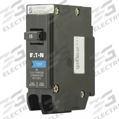 EATON Circuit Breaker: 15 A, 120V AC, Single Phase, 10kA at 120V AC, Type BR Loadcenters - BR & BD Series