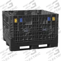 BUCKHORN Collapsible Bulk Container: 47 cu ft, 48 in x 45 in x 51 in, Lid Not Included, 4-Way Entry (MPN BN4845512010000). Key specifications — Brand: BUCKHORN; Stackable: Stacking Capable; Shape: Rectangular; Fork Entry: 4-Way Entry; Container Wall Type: Solid; Mobility: Stationary; Collapsible: Collapsible; Fork Pockets: Fork Pockets Included.