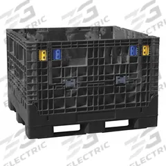 BUCKHORN Collapsible Bulk Container: 47 cu ft, 48 in x 45 in x 51 in, Lid Not Included, 4-Way Entry (MPN BN4845512010000). Key specifications — Brand: BUCKHORN; Stackable: Stacking Capable; Shape: Rectangular; Fork Entry: 4-Way Entry; Container Wall Type: Solid; Mobility: Stationary; Collapsible: Collapsible; Fork Pockets: Fork Pockets Included.