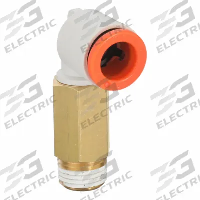 SMC Push-Fit Elbow Fitting: 5/16 in OD x 1/8 in Pipe Size, Push-to-Connect x MNPT - Polybutylene & Brass Tube Fittings