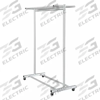 GLARO Garment Rack: Rod Design (No ) Hooks, 1 Rod Rods, 64 in Overall Ht, 48 in Overall Wd - Garment Racks