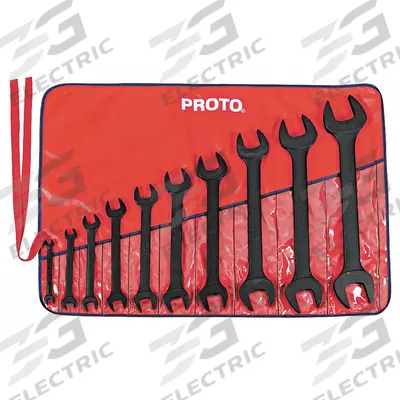 PROTO Open End Wrench Set: Alloy Steel, Black Oxide, 10 Tools - SAE, Double End, Open End Wrench Sets
