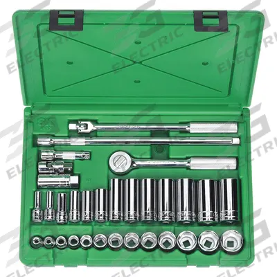 SK PROFESSIONAL TOOLS Socket Wrench Set: 3/8 in Drive, 32 Piece, 6-Point, SAE - SAE Socket Sets with Drive Tools