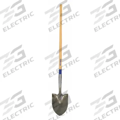 WESTWARD Round Point Shovel: Steel Blade, 14 ga, Straight Handle Type, Wood Handle - Round Point Shovels