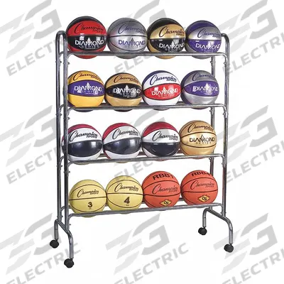 CHAMPION SPORTS Ball Rack: 41 in Overall Lg, 17 in Overall Wd, 53 in Overall Ht, Silver (MPN BRC4) - Equipment Racks