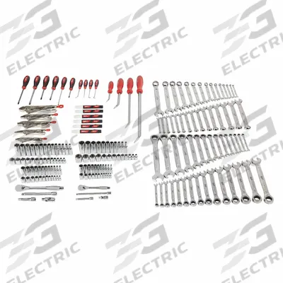 MILWAUKEE Mechanics Tool Set: 191 Total Pcs, Metric/SAE, 1/4 in/3/8 in Socket Drive Size - Tool Sets with Tool Case