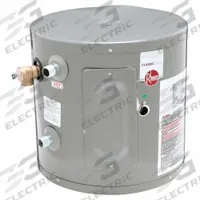 RHEEM Electric Water Heater: 120V AC, 6 gal, 2,000 W, Single Phase, 15.25 in Ht, 20 gph @ 40°F (MPN PROE6 1 RH POU). Key specifications — Phase: Single; Brand: RHEEM.