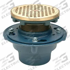 ZURN Floor Drain: 8 3/8 in Overall Dia, 6 1/4 in Grate Size, 2 in Nominal Pipe Size, Push On, Round (MPN ZN415-2NL-6BZ). Key specifications — Color: Gray; Connection Type: Push On; Brand: ZURN; Includes: Body.