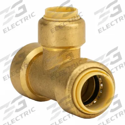 APPROVED VENDOR Reducing Tee: 1/2 in OD x 1/2 in OD x 3/8 in OD Size, Brass - Standard Brass Push-to-Connect Tube Fittings