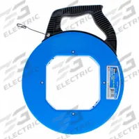 IDEAL Fish Tape: 50 ft Lg, Manual Wind Tape Retraction, Flat Tape Shape, Formed Hook End Style (MPN 31-059). Key specifications — attr306613: 31-059; attr306630: Tuff-Grip Pro; attr306618: Tuff-Grip Pro Case; attr306631: Winder Slide; attr306616: IDEAL; attr542118: Manual Wind; attr544274: 12 in.