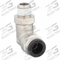 PARKER Push-Fit Elbow Fitting: 5/16 in OD x 1/8 in Pipe Size, Push-to-Connect x MNPTF, Brass, Silver (MPN W169PLP-5-2). Key specifications — Brand: PARKER.