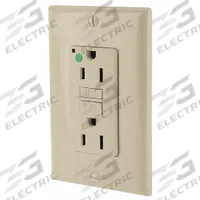 LEVITON GFI Receptacle: Hospital Grade Fed. Spec., Decorator Duplex, 5-15R, Ivory, GFCI, 125V AC (MPN GFNT1-HGI)
