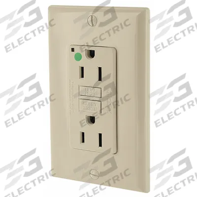 LEVITON GFI Receptacle: Hospital Grade Fed. Spec., Decorator Duplex, 5-15R, Ivory, GFCI - General Purpose Receptacles