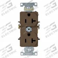 LEVITON Duplex Receptacle/Oultet, 20 Amp: Duplex, 5-20, Brown, 125V AC, 20 A, 2 Pole / 3 Wire (MPN 5342)