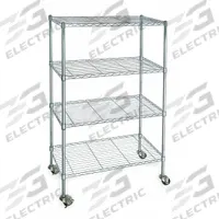 APPROVED VENDOR Wire Shelving Unit: 36 in x 18 in x 68 in, Dry, Split Sleeve, 4 Shelves, Silver (MPN 3TPC2). Key specifications — attr15738: Silver; attr14157: Zinc-Plated; attr14150: Dry; attr14159: Round; attr5304: 4; attr14155: (2) Swivel; attr14158: Steel; attr14156: Polymer.