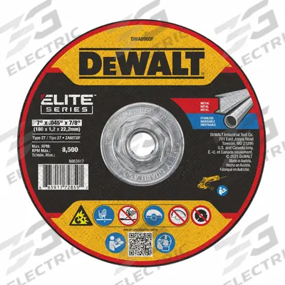 DEWALT Depressed Center Cut-Off Wheel: Type 27, 7" x 0.045" x 7/8", Zirconia Alumina - High-Performance Cut-Off Wheels for Carbon & Stainless Steel