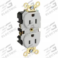 LEVITON Receptacle: Duplex, 5-15, Gray, 125V AC, 15 A, 2 Pole / 3 Wire (MPN 5262-GY)