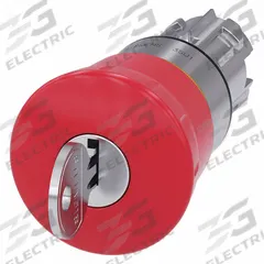 SIEMENS Emergency Stop Push Button: Red, 22 mm Mounting Size, Metallic, Maintained (MPN 3SU1050-1HF20-0AA0). Key specifications — Brand: SIEMENS; Action: Maintained; Series: 3SU; Push Button Material Type: Metallic.