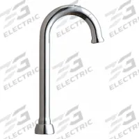 CHICAGO FAUCETS Spout: Spout, Gooseneck, Swivel Spout, Brass, Polished Chrome, Laminar, UNEF (MPN GN1JKABCP). Key specifications — Includes: Mounting Hardware; Product Type: Spout; Spout Style: Swivel; Body Material: Brass; Color/Finish: Polished Chrome; Brand: CHICAGO FAUCETS.