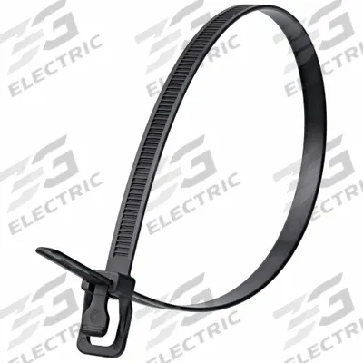 RETYZ Releasable Cable Tie: Black, 36 in Lg, Outdoor Use, Max. 280 mm Bundle Dia. - UV-Stabilized Push-Release Cable Ties
