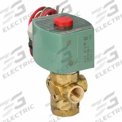 REDHAT Solenoid Valve: 3-Way, Configurable, 1/4 in Pipe Size, 24V DC, Direct Mount, Brass Body (MPN 8320G174). Key specifications — Pipe Size: 1/4 in; Voltage: 24V DC; Brand: REDHAT; Coil Enclosure: Watertight.
