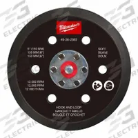 MILWAUKEE Disc Backup Pad: 6 in Wd, Round, Hook and Loop, Soft, For 2584-20, 6 Vacuum Holes (MPN 49-36-2583). Key specifications — attr667743: Disc Backup Pad; attr667724: Round; attr667738: 6; attr667733: Polyurethane; attr667729: 2584-20; attr667721: 49-36-2583; attr667725: MILWAUKEE.