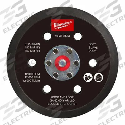 MILWAUKEE Disc Backup Pad: 6 in Wd, Round, Hook and Loop, Soft, For 2584-20 - Backing Pads for Power Sanders