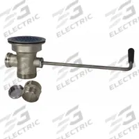 DOMINION COMMERCIAL FAUCETS Drain Assembly: Brass, Chrome, 2 1/2 in Overall Ht, 2 in Overall Dia (MPN 59-0001). Key specifications — Product Type: Drain Assembly; Brand: DOMINION COMMERCIAL FAUCETS; Finish: Chrome; Material: Brass; Includes: Twist Handle.