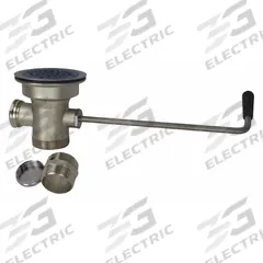 DOMINION COMMERCIAL FAUCETS Drain Assembly: Brass, Chrome, 2 1/2 in Overall Ht, 2 in Overall Dia (MPN 59-0001). Key specifications — Product Type: Drain Assembly; Brand: DOMINION COMMERCIAL FAUCETS; Finish: Chrome; Material: Brass; Includes: Twist Handle.
