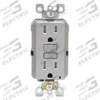 LEVITON GFI Receptacle: Decorator Duplex, 5-15, Gray, GFCI, 125V AC, 15 A, 2 Pole / 3 Wire (MPN GFTR1-GY)
