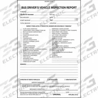 JJ KELLER Bus Driver Vehicle Inspection Report: Carbonless, Driver Vehicle Inspection Report, 3-Ply (MPN 1976). Key specifications — Manufacturer Part Number: 1976; Language: English; Brand: JJ KELLER; Format: Book; Features: For Recording of Pre-Trip and Post-Trip Bus Inspections; Form Type: Driver Vehicle Inspection Report; Includes Carbon: Carbonless; Ply Count: 3-Ply.