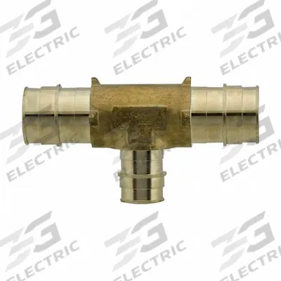 UPONOR Barbed Tee: 3/4 in ID x 3/4 in ID x 1 in ID Size, Barbed x Barbed x Barbed x Barbed - Expansion Brass Barbed Tube Fittings