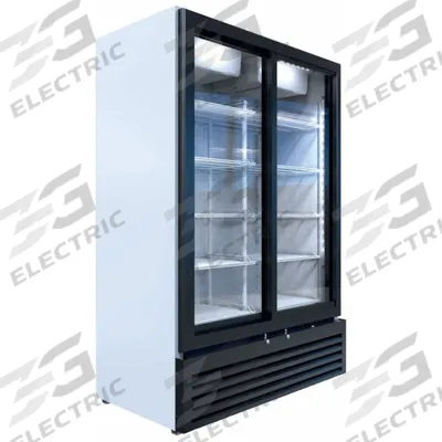 BEVERAGE-AIR Refrigerated Merchandiser: 78 3/8 in x 54 1/4 in x 28 5/8 in, White, Sliding - Glass Door Refrigerator Merchandisers