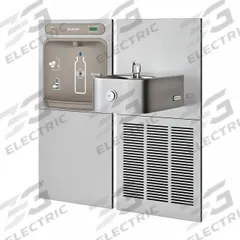 ELKAY Drinking Fountain with Bottle Filler: On-Wall, 8 gph @ 50°F, Touchless Sensor, Stainless Steel (MPN LZWS-SS8K). Key specifications — Brand: ELKAY; Housing Material: Stainless Steel; Filter Access: Bottom Panel Access; Housing Finish: Stainless; Chilling Capacity: 8 gph @ 50°F; Housing Color: Gray.