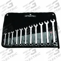 WRIGHT Wrench Set: Steel, Satin, 11 Tools, 11 Range of Head Sizes, 15° Head Offset Angle, Std (MPN 711). Key specifications — attr309520: Satin; attr309519: Steel; attr309509: 11; attr324929: WRIGHT; attr309512: Tool Roll; attr309522: No; attr309533: Yes.