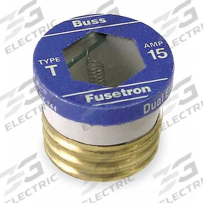 BUSSMANN Plug Fuse: TC Series, Time-Delay, 25 A, Non-Rejection - Time-Delay Plug Fuses