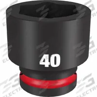 MILWAUKEE Standard Impact Socket: 3/4 in Drive Size, Metric, 40 mm Socket Size, 6-Point, Std (MPN 49-66-6378). Key specifications — attr1215501: MILWAUKEE; attr1215515: Black Phosphate; attr1215518: 40 mm.