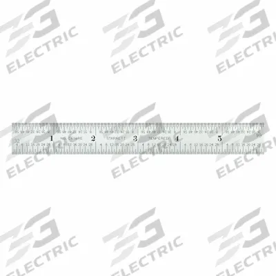 STARRETT Steel Rule, Spring Tempered: C604RE-6, 6 in, 0.05 in Thick, 1/64 in, Chrome - Steel Rulers