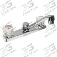 DOMINION FAUCETS Low Arc Kitchen Faucet: Silver, Plastic, Centerset, Deck, 3 Mounting Holes, Chrome (MPN 77-1205). Key specifications — Series: Silver; Brand: DOMINION FAUCETS.