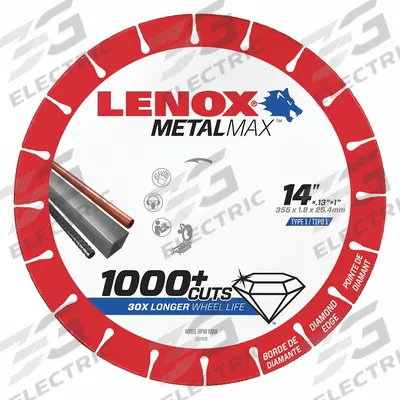 LENOX Diamond Saw Blade: 14 in Blade Dia., 1 in Arbor Size - Metal-Cutting Blades