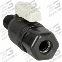 PARKER Manual Two-Way Ball Valve: 1/4 in, Polypropylene, Straight, Sweat x MNPT, Full Port Ball Port (MPN FTPPB6VMC4). Key specifications — Brand: PARKER; Handle: Lever.